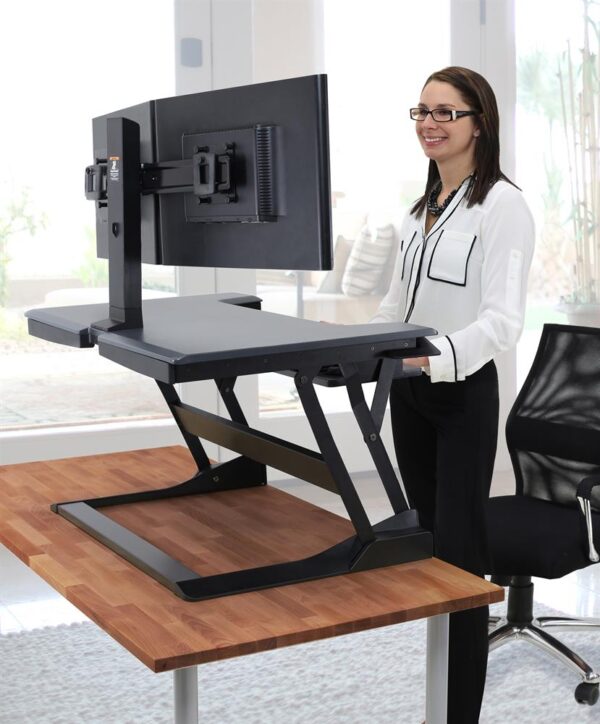 Ergotron WorkFit-T Standing Desk Workstation (Medium) – Black / White