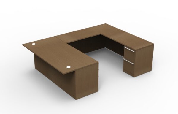 Elite Verde Straightfront U-Shaped Desk (Right Return) – 72 x 35 x 42/48 Bridge – Espresso/Latte Bamboo