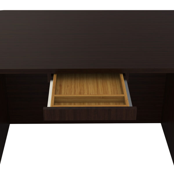 Elite Verde Straightfront L-Shaped Desk – 72 x 35 x 42/48 Bridge – Espresso/Latte Bamboo