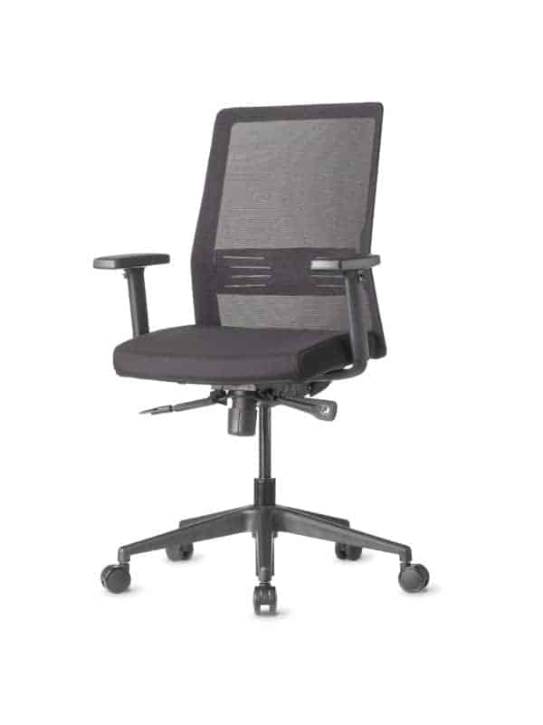 AMQ BODI BK1 – Black Meshback Chair + Adjustable Arms